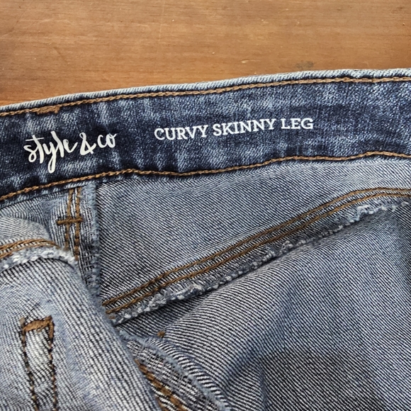 Embroidered Denim Jeans, curvy, skinny leg by Style & Co. Size 4 - Picture 2 of 4